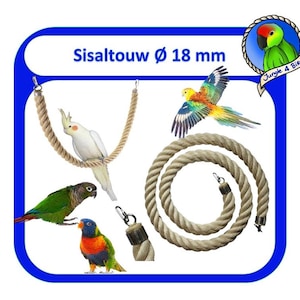 18mm Jungle Sisal Rope – Natural Climbing and Play Rope for Small and Medium Birds – Parrot and Parakeet Cage Toy