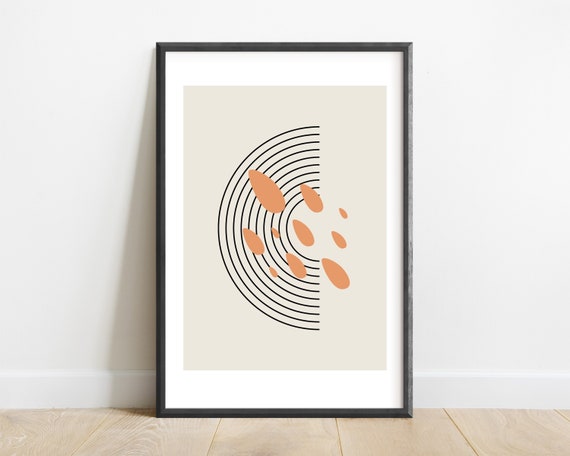 Mid Century Modern Wall Poster Downloadable Neutral Art | Etsy