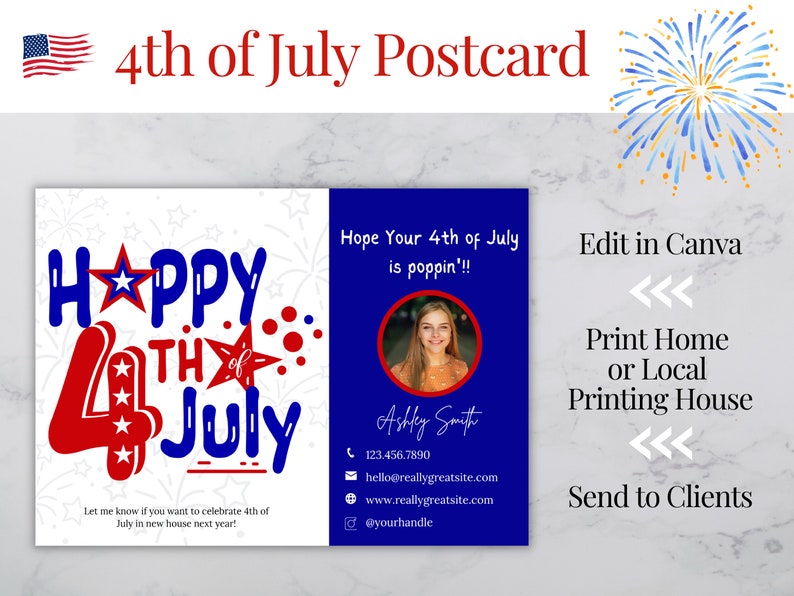real estate 4th of july postcards