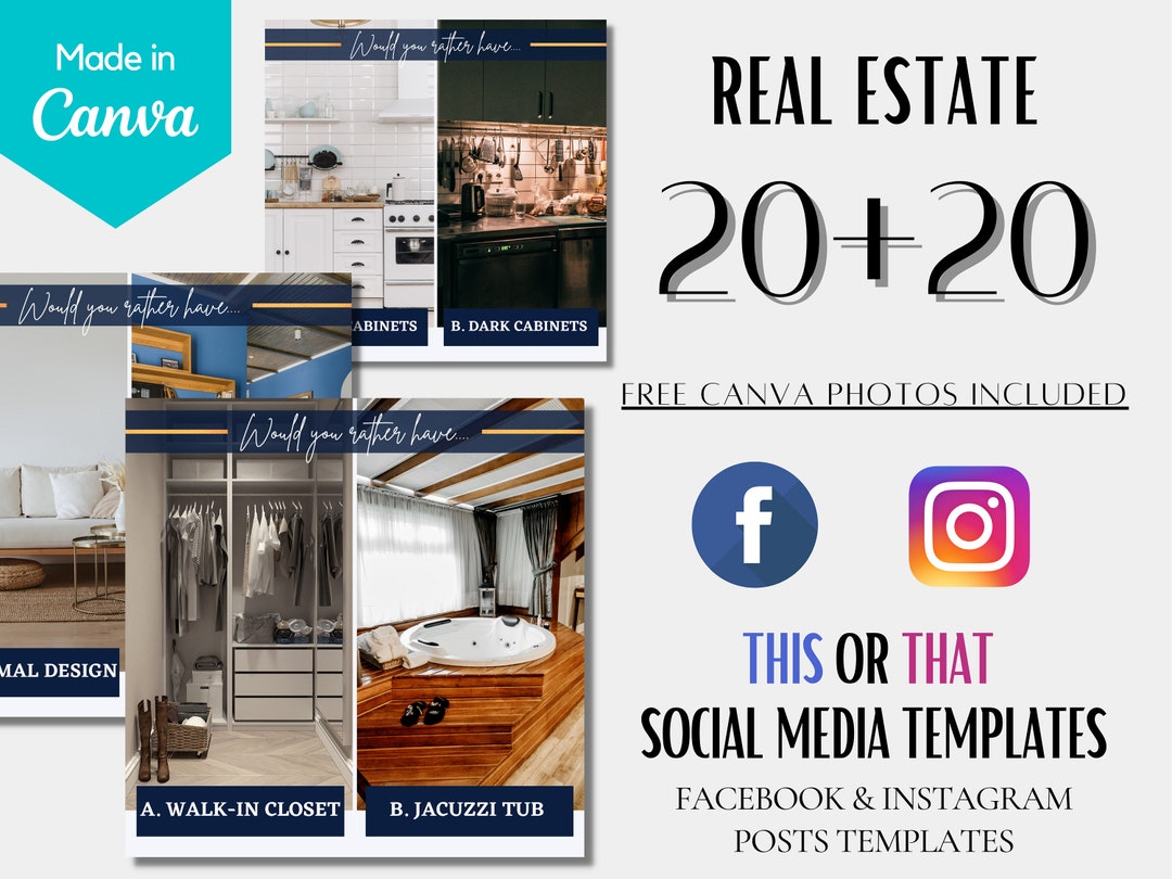 Real Estate Bundle | Real Estate Social Media Posts Template This or ...