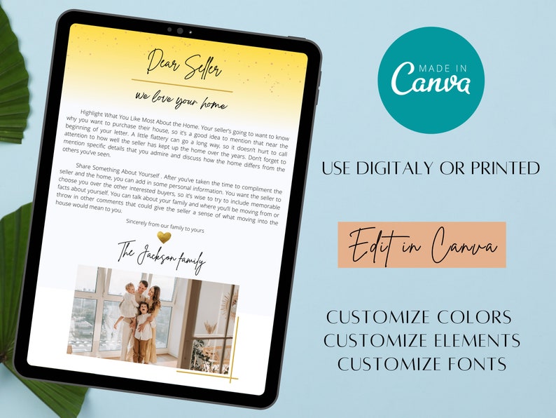 Home Offer Letter Template Letter to Seller Buyer Offer Etsy