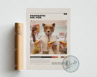 Fantastic Mr. Fox Poster | Wes Anderson | Minimalist Movie Poster | Vintage Retro Art Print | Custom Poster | Wall Art Print | Home decor