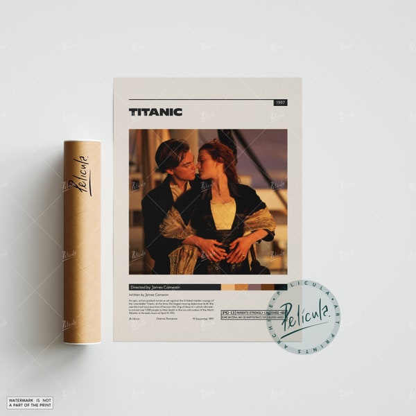 Affiche Titanic | James Cameron | Affiche de film minimaliste | impression d'art rétro vintage | Affiche personnalisée | Impression murale | Décoration de maison