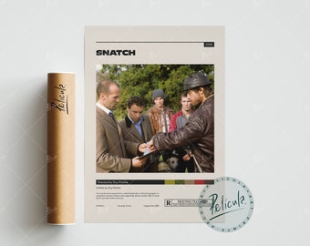 Affiche Snatch | Guy Ritchie | Affiche de film minimaliste | impression d'art rétro vintage | Affiche personnalisée | Impression murale | Décoration de maison