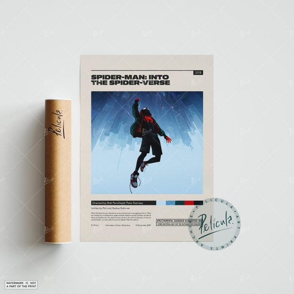 Spider-Man: Into the Spider-Verse | Minimalist Movie Poster | Vintage Retro Art Print | Custom Poster | Wall Art Print | Home Decor