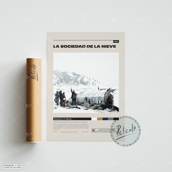 La Sociedad de la Nieve | J.A. Bayona | Affiche de film minimaliste | impression d'art rétro vintage | Poster personnalisé | Impression d'art mural | Décoration d'intérieur