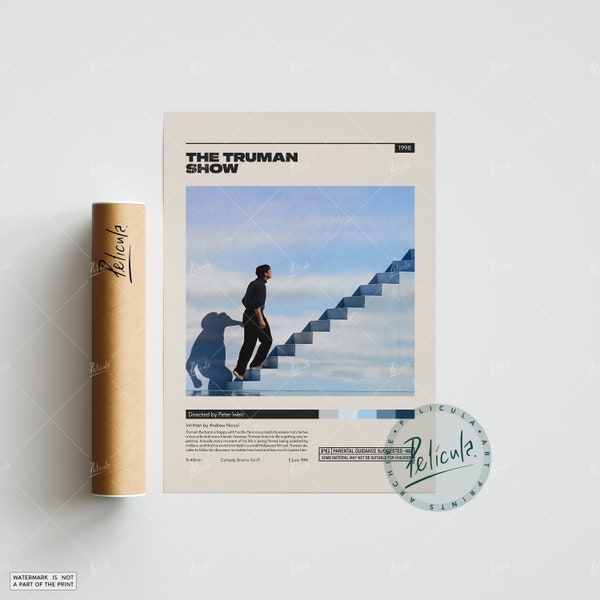 The Truman Show Poster | Peter Wehr | Minimalistisches Filmposter | Vintage Retro Kunstdruck | Individuelles Poster | Wand Kunstdruck | Wohndekor