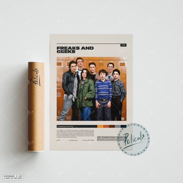 Freaks et Geeks | Nacho Vigalondo | Affiche de série télévisée minimaliste | impression d'art rétro vintage | Affiche personnalisée | Impression murale | Décoration de maison