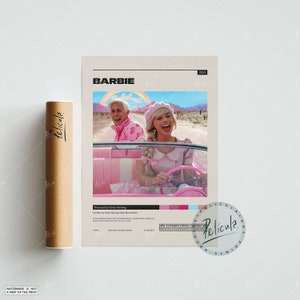 Barbie Poster | Greta Gerwig Barbie, Ken Minimalist Movie Poster | Vintage Retro Art Print | Custom Poster | Wall Art Print | Home decor