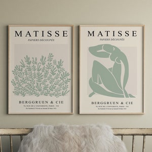 Matisse Set of 2, Sage Green Print Set, Matisse Print Set, Sage Green Wall Art, Gallery Wall Set, Matisse Print, Printable Wall Art