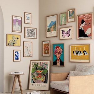 Eclectic Prints Gallery Wall Art Set of 17 Digital Download, Eclectic Printable Wall Art, Monet, Van Gogh, Vintage Poster Set