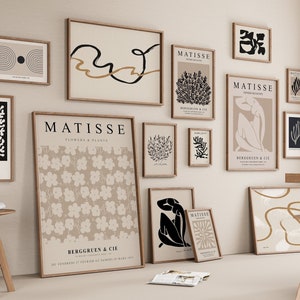 Modernes vielseitiges Galeriewand-Set mit 15 digitalen Download-Drucken, neutrale Wandkunst, modernes abstraktes Poster-Set, Matisse-Druck
