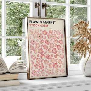 Flower Market Stockholm, Flower Market Poster, Watercolor Flower Market Sign, Printable Wall Art, Flower Market Print, Botanical Wall Art