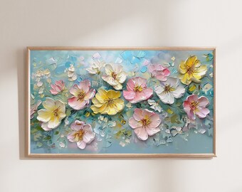 Textured Floral Painting: Colorful Summer Flowers Frame TV Art (Digital Download)