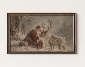 Vintage Santa Claus Samsung Frame TV Art, Christmas Holiday Wall Decor