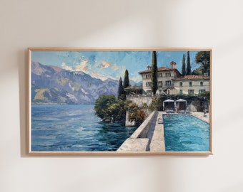 Summer Lake House Abstract Painting: Samsung Frame TV Art (Digital Download)