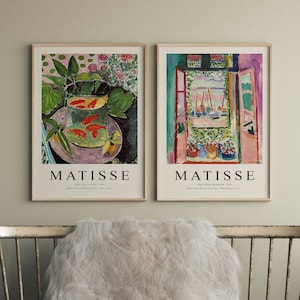 Matisse Set of 2, Matisse Print Set, Exhibition Poster, Matisse Cutout, Gallery Wall Art, Digital Print Set, Abstract Painting