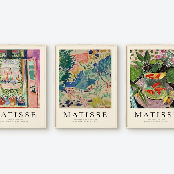 Matisse Print Set, Set Of 3 Prints, 3 Piece Wall Art, Matisse Poster, Matisse Prints, Exhibition Print Set, Gallery Wall Set