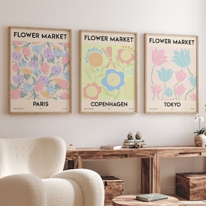 Flower Market Set, Gallery Wall Prints, Danish Pastel Decor, Printable