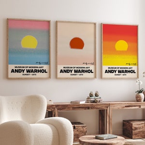 Exhibition Print Set, Andy Warhol Print, Andy Warhol Poster, 3 Piece Wall Art, Gallery Wall Set, Set Of 3 Prints, Digital Print Set