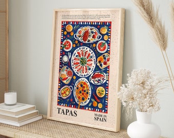 Abstract Spanish Tapas Art Print: Trendy Kitchen Decor (Digital Download)