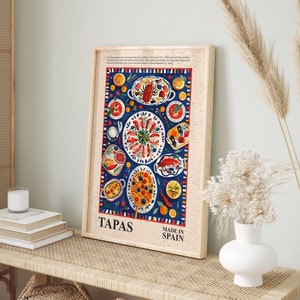 Tapas españolas abstractas pintura pared arte impresiones descargar, decoración de la pared de la cocina de moda, impresión de arte de la comida de tapas, cartel de tapas españolas