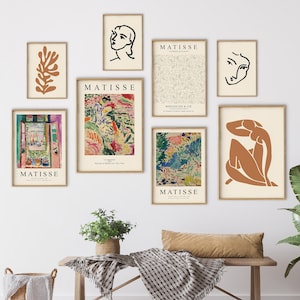 Matisse Print Set Of 8, Gallery Wall Set, Matisse Poster, Exhibition Poster, Gallery Wall Art, Abstract Printable Wall Art