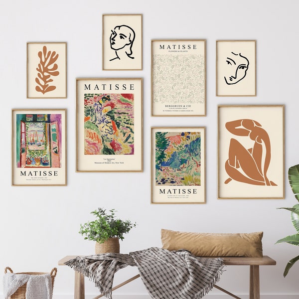 Matisse Print Set Of 8, Gallery Wall Set, Matisse Poster, Exhibition Poster, Gallery Wall Art, Abstract Printable Wall Art