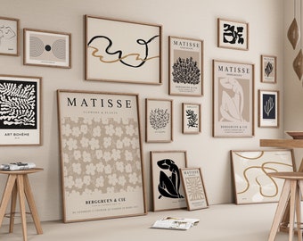 Modern Abstract Gallery Wall Set: Neutral Matisse Prints (Digital Download)