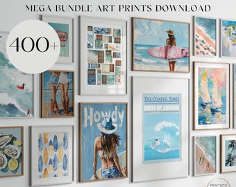MEGA BUNDLE Coastal Cowgirl Gallery Wall Art Set of 400 Prints Download, Trendy Preppy Room Decor Aesthetic, Beachy Wall Art