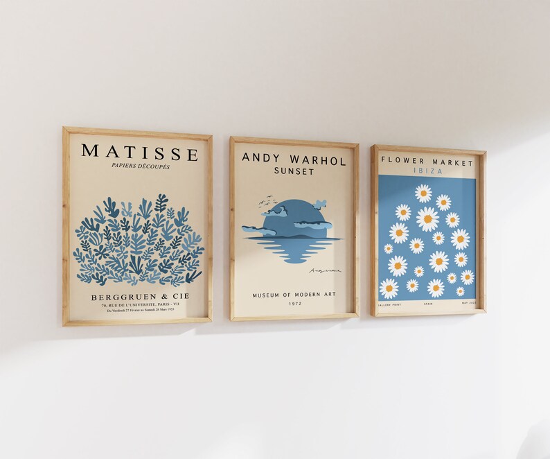 Blue Gallery Wall Set 3 Piece Wall Art Matisse Wall Art - Etsy