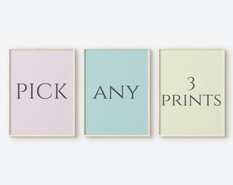 Pick Your Own 3 Digital Prints, Pick Any 3 Prints, Gallery Wall Set, 3 Piece Wall Art, Custom Gallery Wall Prints, Printable Wall Art