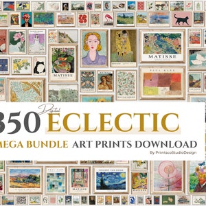 350 Eclectic Gallery Wall Prints Set, MEGA BUNDLE Wandkunst, Maximalist Dekor, Buntes Poster Set, Digitale Wand Collage Kit