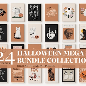 Halloween Gallery Wall Set of 24 Art Prints Download, Halloween Mega Bundle, Halloween Wall Art Spooky Decor, Witchy Poster Set