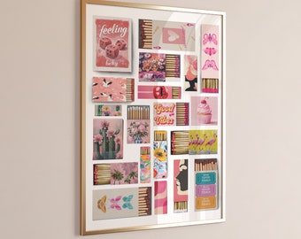 Vintage Matchbox Print: Pink Preppy Wall Art (Digital Download)