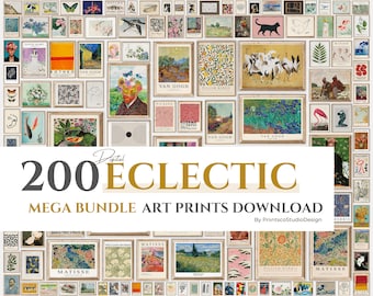 200 ECLECTIC Gallery Wall Art Prints Download, Printable Vintage Eclectic MEGA BUNDLE, Poster Set, Maximalist Home Decor