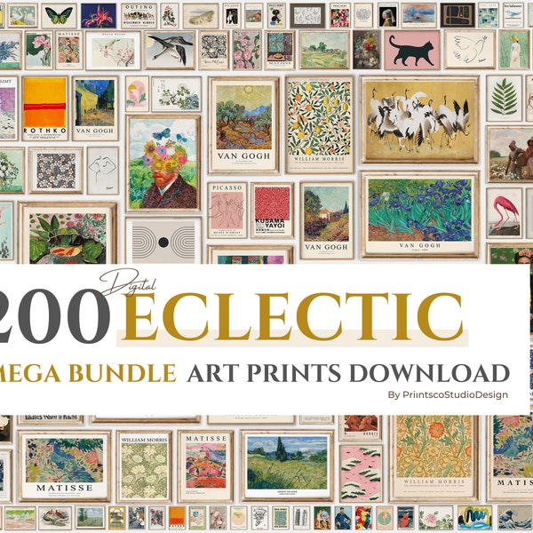 200 ECLECTIC Gallery Wall Art Prints Download, druckbare Vintage Eclectic MEGA BUNDLE, Poster-Set, Maximalist Home Decor