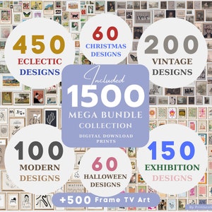 Ponad 1500 eklektycznych, zabytkowych MEGA PAKIET wydruków artystycznych do pobrania, modny zestaw grafik ściennych, pakiet grafik ściennych, kolaż ścienny do galerii maksymalistycznej, zestaw plakatów