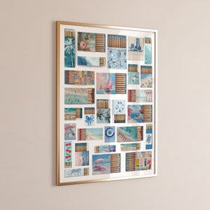 Coastal Cowgirl Matchbox Print, Blue Trendy Matches Poster, Vintage Matchbox Print, Matchbook Wall Art, Blue Aesthetic Print for Apartment