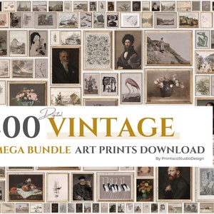 VINTAGE MEGA BUNDLE, 200 Art Prints Download, Eclectic Gallery Wall Art Set, Gallery Collage, Vintage Poster Set, Antique Decor