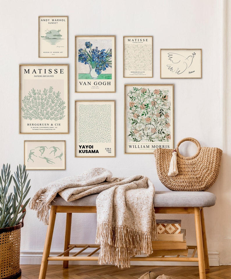 Gallery Wall Set Sage Green Exhibition Set of 8 Prints Etsy