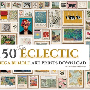 150 Eclectic MEGA BUNDLE Gallery Wall Art Prints Download, Eclectic Home Decor, Maximalist Print Set, Vintage Wall Collage Set