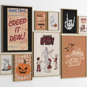 Spöklika Halloween-konsttryck: Maximalistisk tavelvägg (digital nedladdning)