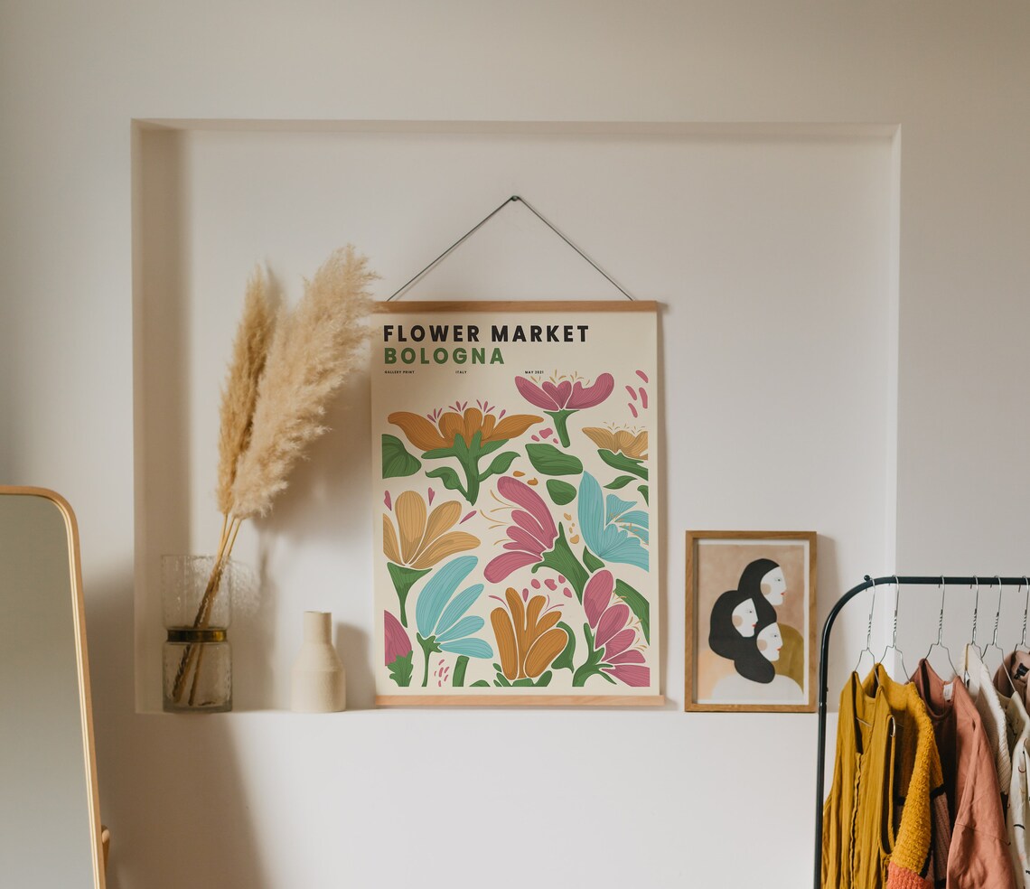 Flower Market Bologna Flower Market Print Botanical Print Etsy