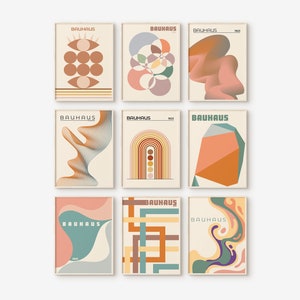 Bauhaus Set of 9 Prints, Bauhaus Poster Set, Bauhaus Geometric Art, Gallery Wall Art Set, Bauhaus Exhibition, Cool Posters