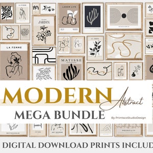 MEGA BUNDLE, Modern Eclectic Gallery Wall Print Set of 100 Digital Download Neutral Boho Posters and Prints Abstract Wall Art