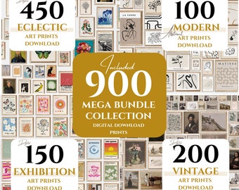900 Eclectic Gallery Wall Art Prints: Vintage, Modern (Digital Download)