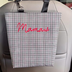 Custom Plaid Waterproof Hanging Car Trash Can, Cute Organization Accessories, Handmade Rubbish Bag, Hanging Tote with Magnetic Snap Closure image 4