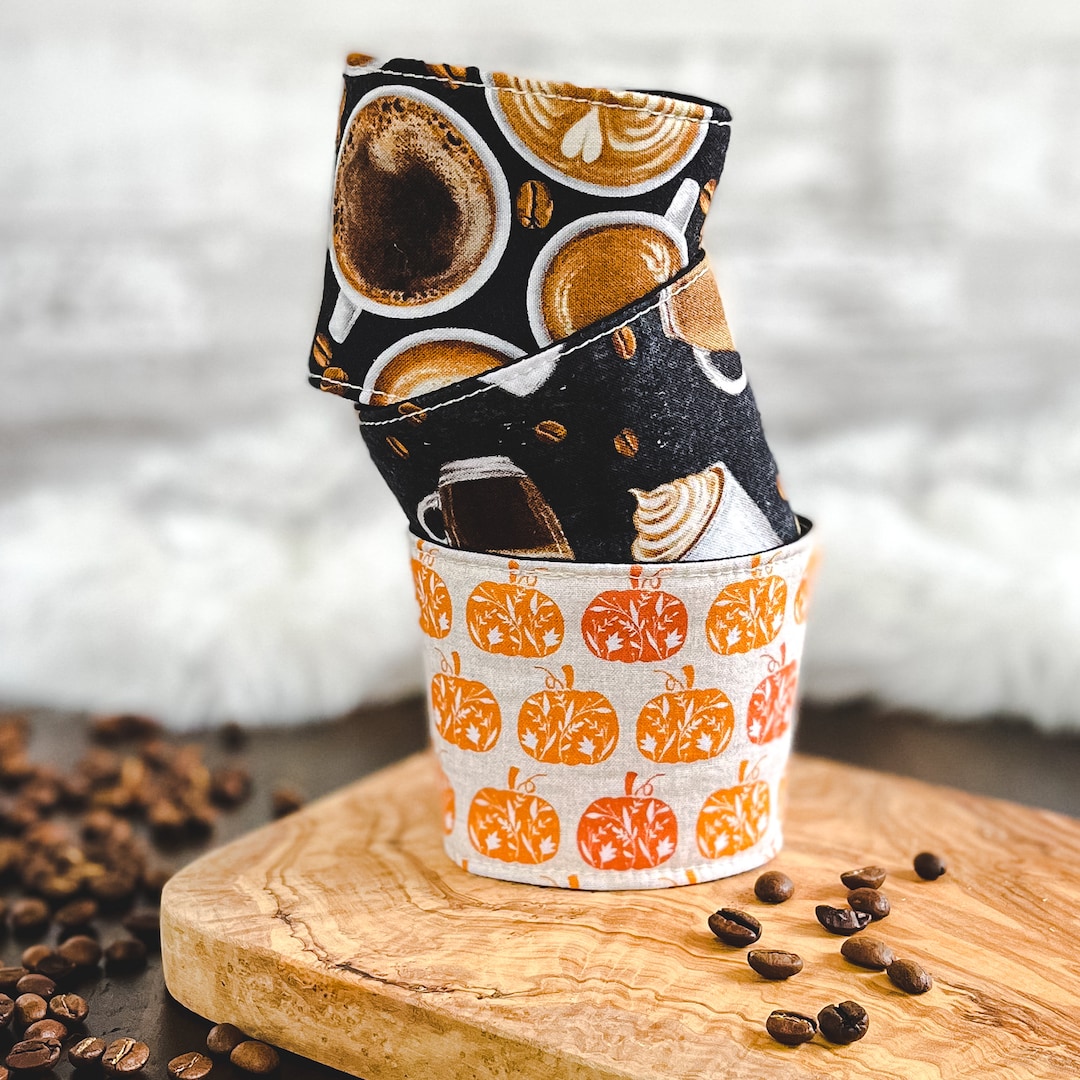 Reusable Coffee Cup Sleeve, Custom Mug Sleeve, Fabric Coffee Cozy