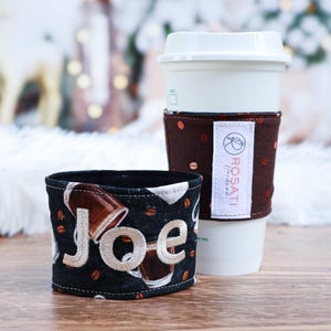 Reusable Coffee Cup Sleeve, Custom Cup Sleeve, Fabric Coffee Cozy, Reusable Beverage Holder, Personalized Coffee Sleeve, Coffee Lover Xmas